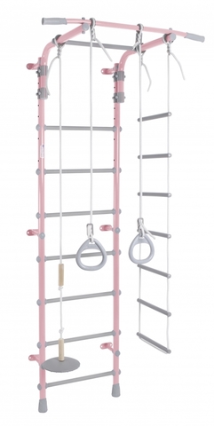 ДСК Pastel 2 цв.розовый-серый (регулируемый турник. веревочная лестница, тарзанка, кольца)