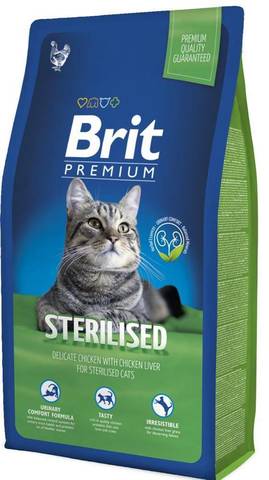 Brit Premium Cat Sterilised сухой корм для стерилизованных кошек (курица и куриная печень) 300г