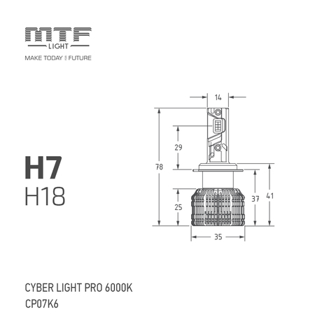 Светодиодные лампы MTF Light H7 Cyber Light PRO Холодный Белый свет