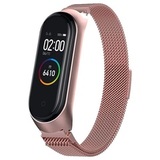 Металлический ремешок Milanese Loop для Xiaomi Mi Band 5, 6 (Розовое золото)