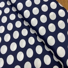 Ткань хлопок с эластаном темно-синий крупный горох 2170