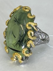 Пренит (серебряное кольцо с позолотой)