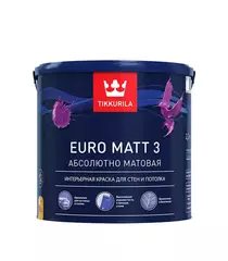 КРАСКА ВОДНО-ДИСПЕРСИОННАЯ ИНТЕРЬЕРНАЯ TIKKURILA EURO MATT 3 (2,7 Л)