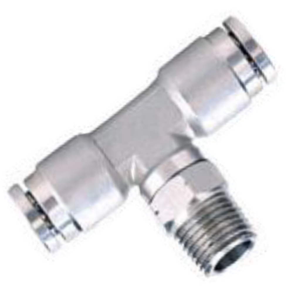 KQG2T08-02-XLN01   Быстроразъёмный/резьбовой тройник, б/р 8 - R1/4'', SUS304, NBR