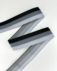 Тесьма эластичная , цвет: светло-серый/серый/чёрный, 30мм