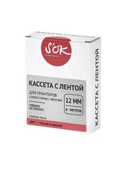 Кассета с лентой S'OK by Sakura Printing TZES431 для Brother,  черный на красном, 12мм, 8м , наклейка