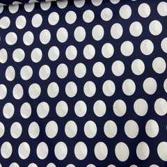 Ткань хлопок с эластаном темно-синий крупный горох 2170