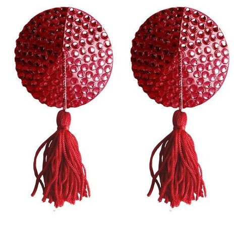 Красные круглые пестисы Nipple Tassels Round - Shots Media BV Ouch! OU030RED