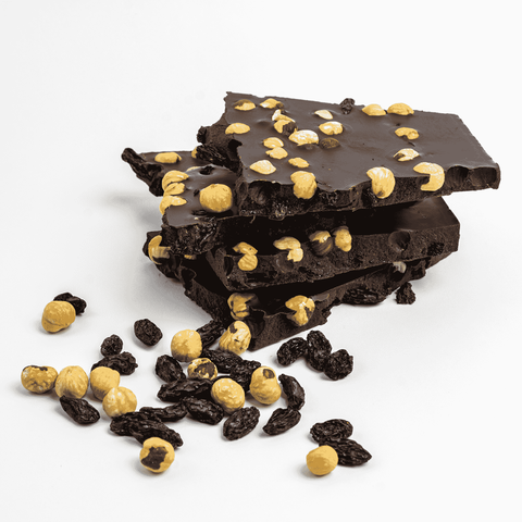 Горький шоколад 72% какао на пекмезе  с фундуком и чёрным виноградом, 1 кг