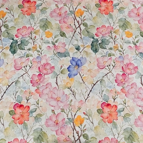 ПРЕДЗАКАЗ, ЦВЕТЫ, НЕЖНАЯ АКВАРЕЛЬ - 100% хлопок