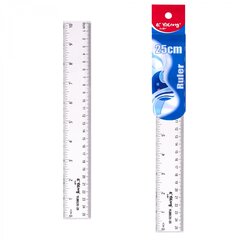 
          Линейка Yalong, 25 см, пластиковая, 2 шкалы см/дюйм, прозрачная, пакет ПВХ