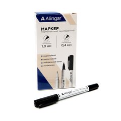 
          Маркер двухсторонний, перманентный, Alingar, черный, игольчатый/пулевидный, 0,4 мм/1мм, 1 шт/уп, карт. коробка, европодвес