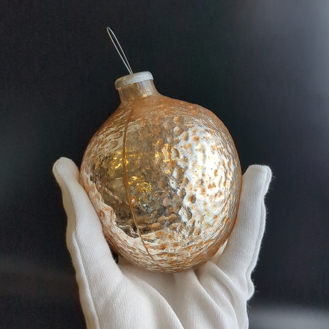 Ёлочная игрушка грецкий орех, гигантская Кремлёвская, 13.5 см, стекло, винтаж СССР 1960-1980 гг