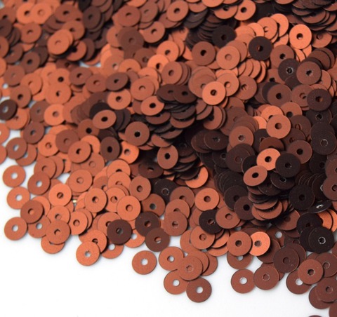 876W Пайетки плоские 4 мм, цвет коричневый металлик не прозрачный