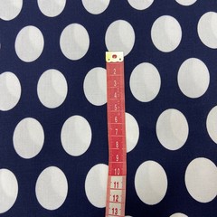 Ткань хлопок с эластаном темно-синий крупный горох 2170