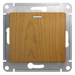 Schneider Electric Glossa Дерево Дуб Выключатель 1-клавишный с подсветкой схема 1а, механизм IP20 скрытая установка GSL000513