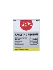 Кассета с лентой S'OK by Sakura Printing C53S654008 для Epson , черный на желтом, 12мм, 8м