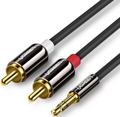 Кабель UGREEN AV116 (10583) 3.5mm Male to 2RCA Male Cable, 1,5м, черный