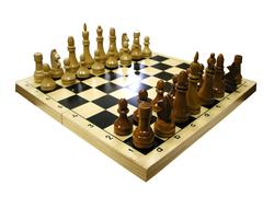 Шахматы: доска+фигуры  (гроссмейстерские деревянные шахматы с доской в коробке)