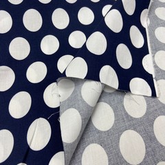 Ткань хлопок с эластаном темно-синий крупный горох 2170