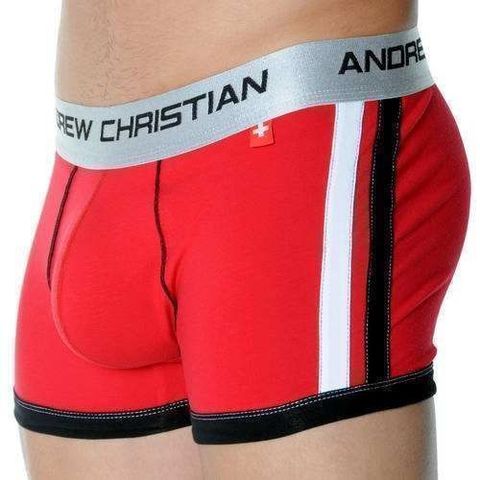 Мужские трусы боксеры красные с пуш ап Andrew Christian Racer Shock Jock Red  AC52