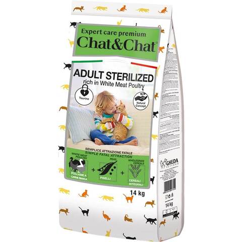 Chat&Chat Expert Premium Сухой корм с белым мясом птицы для стерилизованных кошек 14 кг