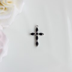 Подвеска Крестик с фианитами 22*14 мм, родий, П425