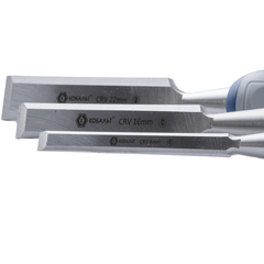 Набор стамесок КОБАЛЬТ плоских: 8, 16, 22 х 140 мм, CR-V, двухкомпонентная рукоятка (3 шт. (245-664)