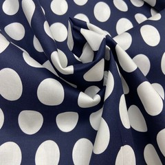 Ткань хлопок с эластаном темно-синий крупный горох 2170