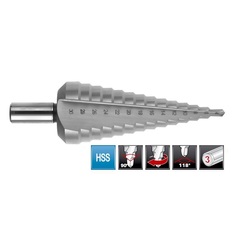 Сверло ступенчатое 4-12мм HSS 5ступ. L65мм хв.6мм Bucovice(CzTool) 641005