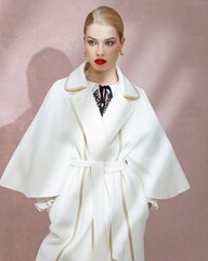 Пальто кашемировое с вставками из экокожи