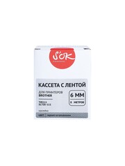 Кассета с лентой S'OK by Sakura Printing TZE111 для Brother P-Touch, черный на прозрачном, 6мм, 8м, наклейка