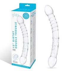 Двусторонний стеклянный фаллоимитатор 12’’ Girthy Double Trouble Glass Dildo - 30 см. - 