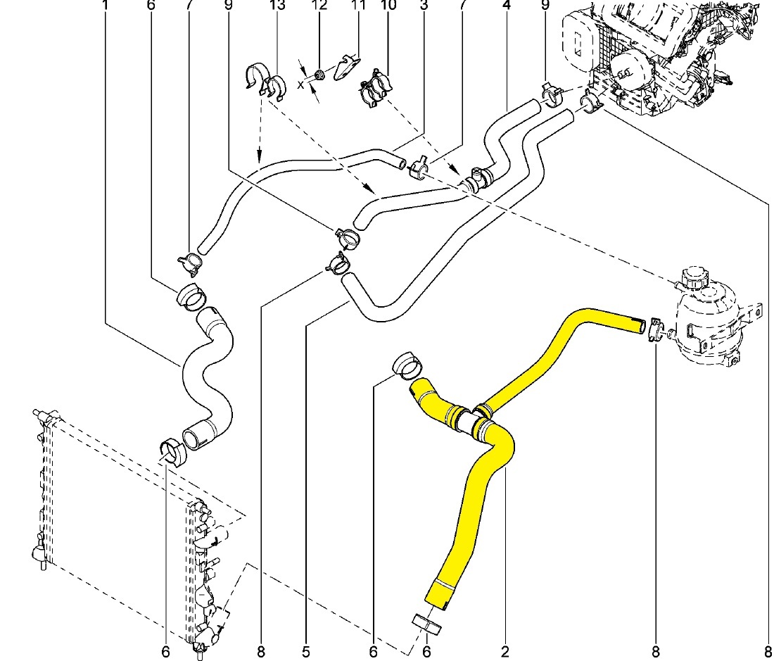 Схема охлаждения двигателя логана. Система охлаждения двигателя Ларгус 16. Охлаждающая система Рено Логан 1.6 8. Патрубок отопления Рено Логан 1.4.