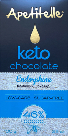 Кето шоколад Apetitelle Endorphine, молочный низкоуглеводный шоколад без сахара, 46% какао, 100 гр