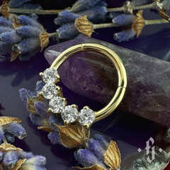 Кликер "Elegance" - Желтое золото - White CZ