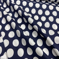 Ткань хлопок с эластаном темно-синий крупный горох 2170