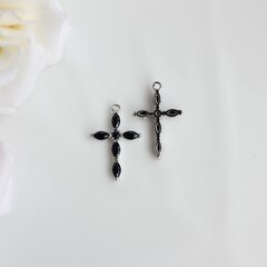 Подвеска Крестик с фианитами 22*14 мм, родий, П425