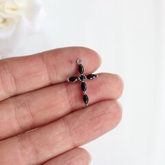 Подвеска Крестик с фианитами 22*14 мм, родий, П425