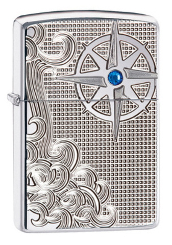 Зажигалка Zippo Armor с покрытием High Polish Chrome, латунь/сталь, серебристая, 36x12x56 мм