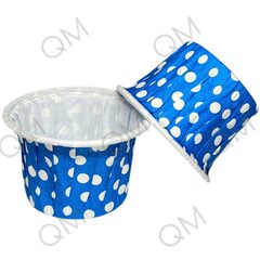 Форма бумажная "Маффин" 50*40 мм (голубой фон белый горох) 70гр 50 шт