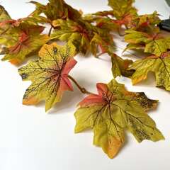 Листья клёна искусственные, осенние, двойные, зелёные с красными оттенками, лист 8 см., набор 20 шт. (40 листочков).