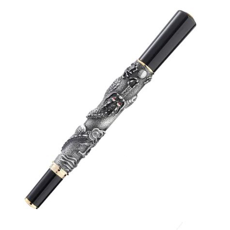 Перьевая ручка Jinhaо серый дракон. Перо с маркировкой М (фактически F 0,5 мм). Китай. Sale 3500!