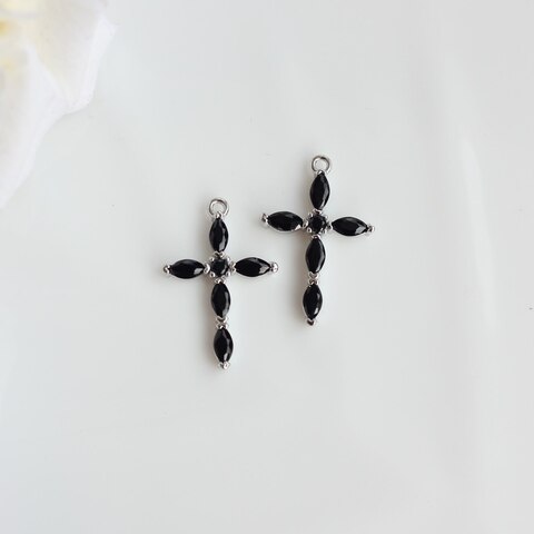 Подвеска Крестик с фианитами 22*14 мм, родий, П425