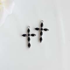 Подвеска Крестик с фианитами 22*14 мм, родий, П425