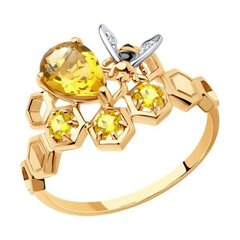 716916 - Кольцо ПЧЕЛКА из золота 585 пробы с цитринами