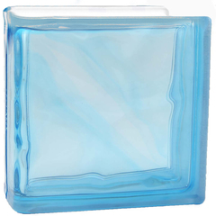 Торцевой стеклоблок голубой окраска в массе Vitrablok 19x19x8