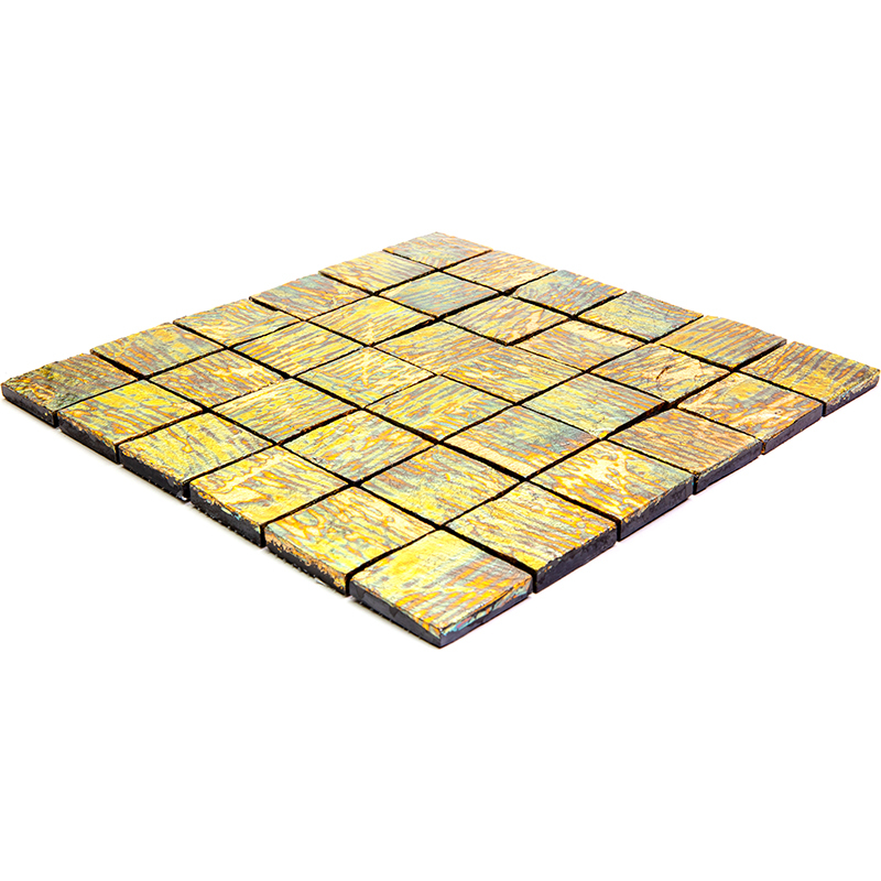 FDC-6 Итальянская мозаика каменная Skalini Fire dance золотой зеленый квадрат