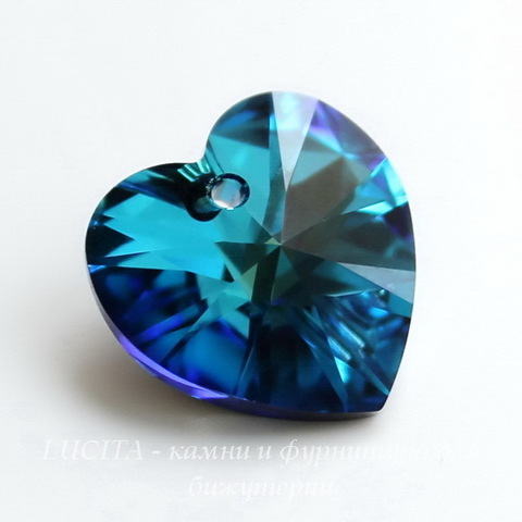 6228 Подвеска Сваровски Сердечко Crystal Bermuda Blue (10,3х10 мм)