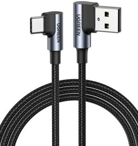 Кабель UGREEN US176 20855 Right Angle USB-A to USB-C Cable 0.5m, Black